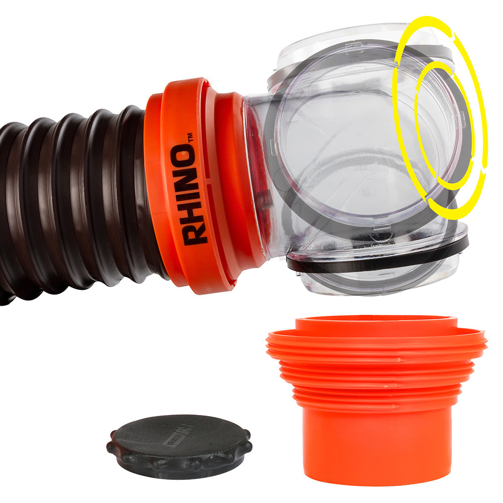 15' Sewer Hose Kit w/4 In 1 Elbow Caps