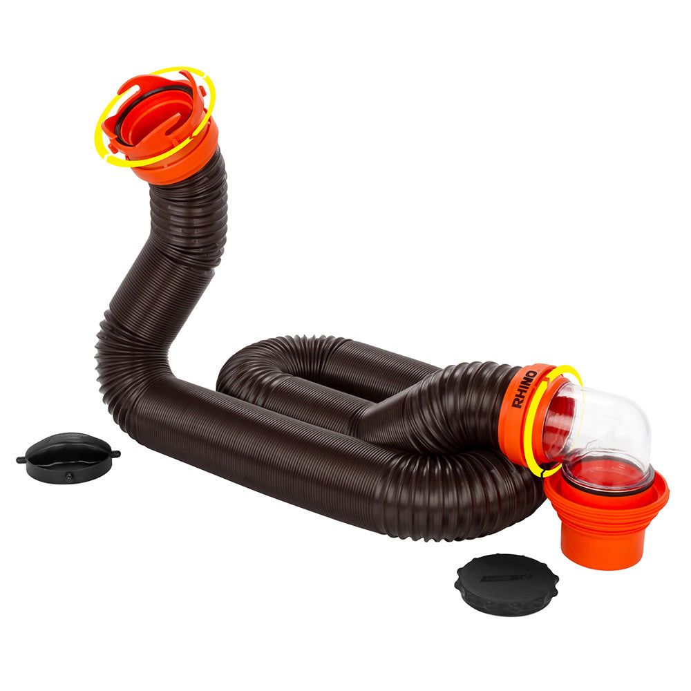 15' Sewer Hose Kit w/4 In 1 Elbow Caps
