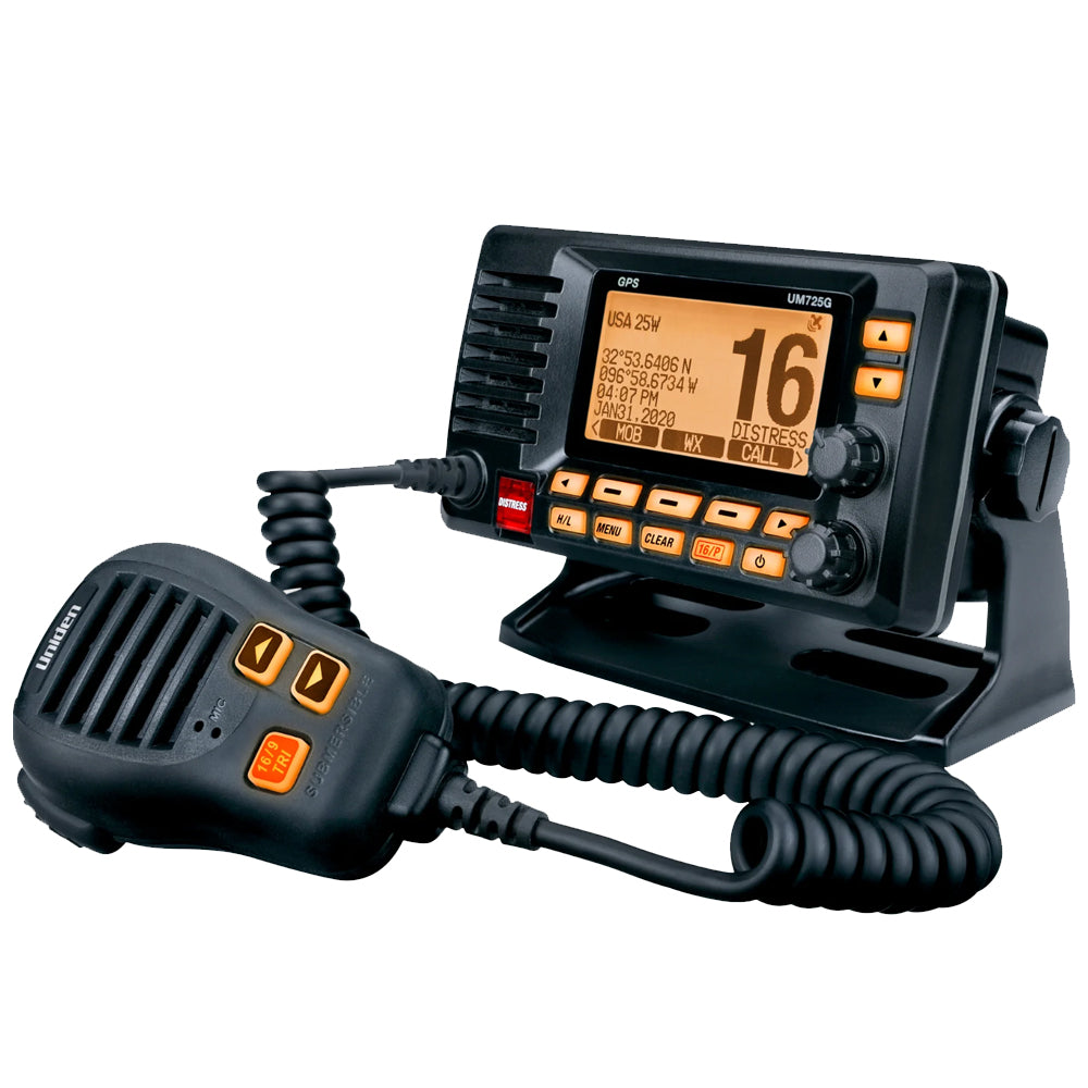 UM725 Fixed Mount Marine VHF Radio w/GPS - Black