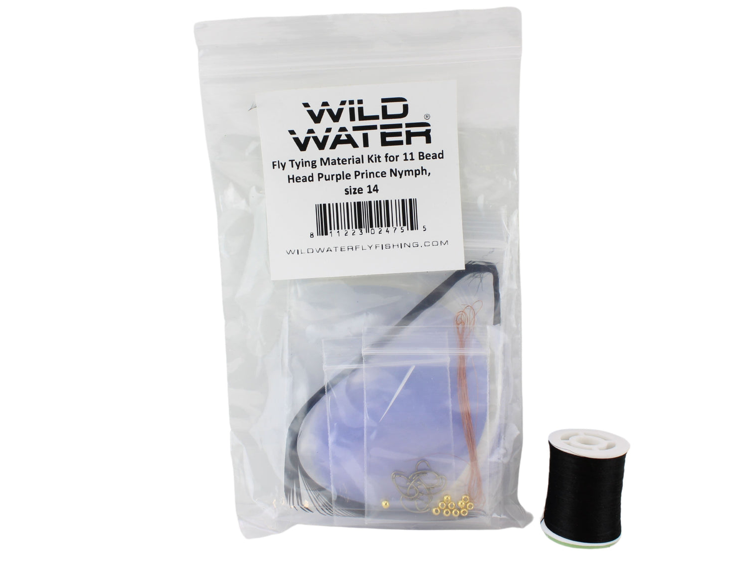 Bead Head Purple Prince Nymph Fly Tying Material Kit, size 14
