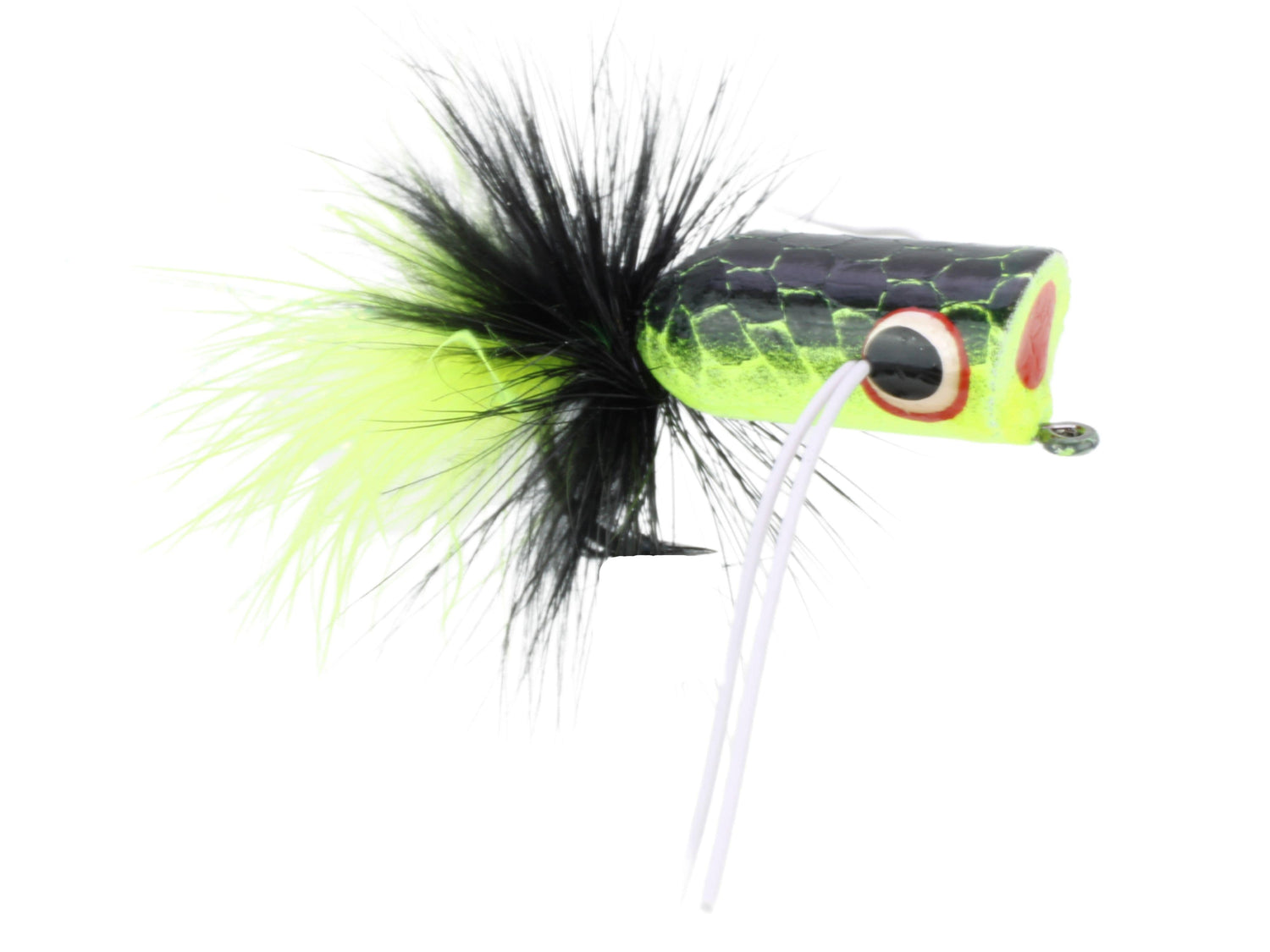 Bass Popper, Size 2 | Chartreuse and Black | Qty. 4