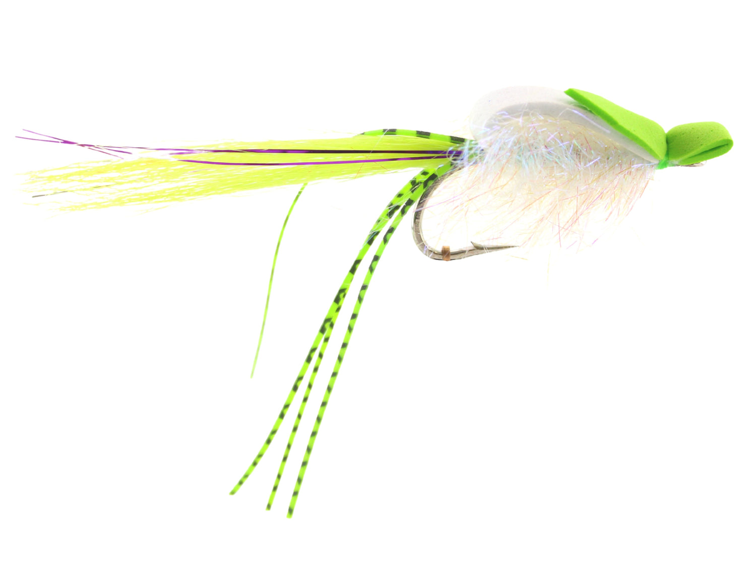 Chartreuse and White Saltwater EP Foam Fly, size 2/0 | Qty. 2
