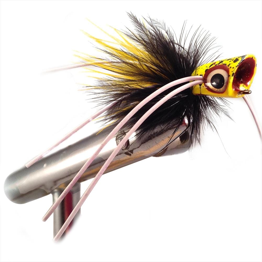 Concave Face Mini Panfish Popper, Size 8 | Black and Yellow | Qty. 4